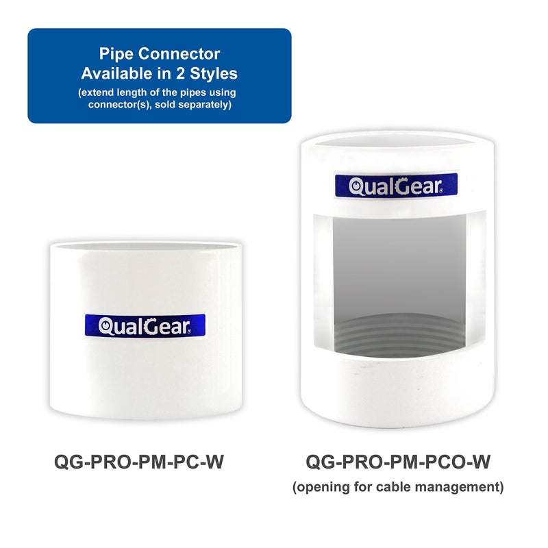 QualGear QG-PRO-PM-PCO-W Pro-AV 1.5" Npt Threaded Pipe Connector with Opening Projector Accessory - Image 2